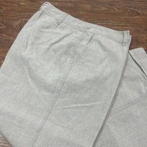 J Jill Pants Womens 10 Brown 100% Linen Wide Leg Capri Crop Cuffed Beach Casual